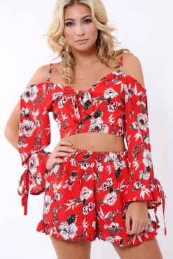 Rebellious Fashion Red floral Shorts - Dahlia
