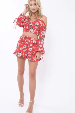 Rebellious Fashion Red floral Shorts - Dahlia