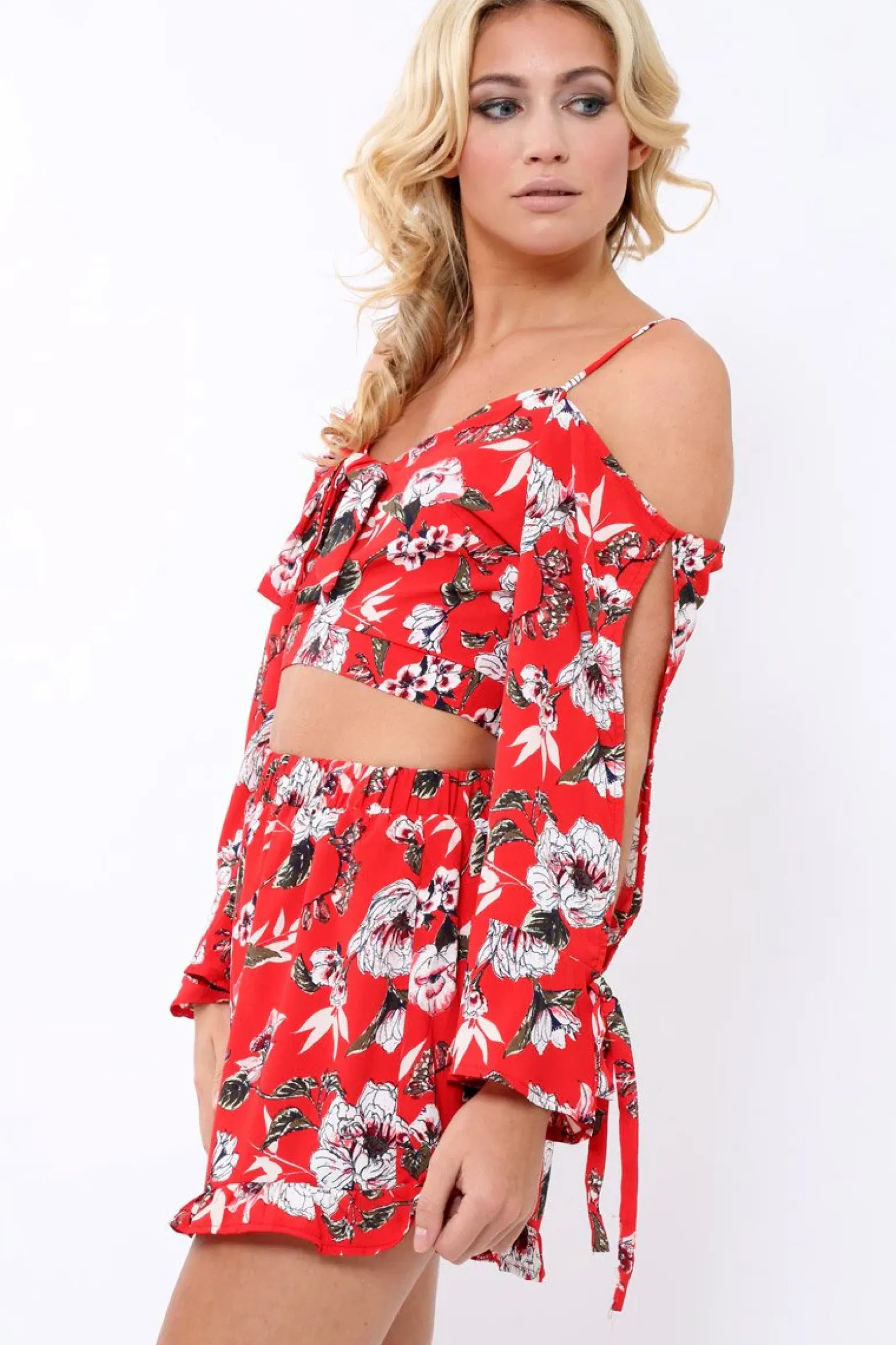 Rebellious Fashion Red floral Shorts - Dahlia