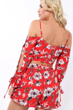 Rebellious Fashion Red floral Shorts - Dahlia