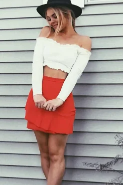 Rebellious Fashion Red Frill Mini Skirt - Pippa