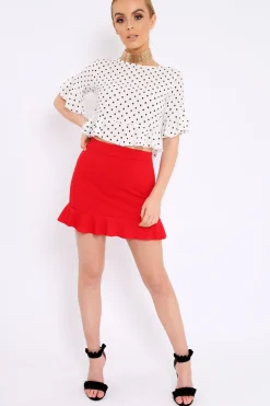 Rebellious Fashion Red Frill Skirt - Colbie
