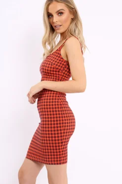Rebellious Fashion Red Gingham Bodycon Dress - Blare