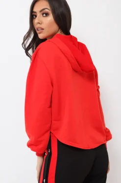 Rebellious Fashion Red Girl Boss Cropped Hoodie - Kelsy