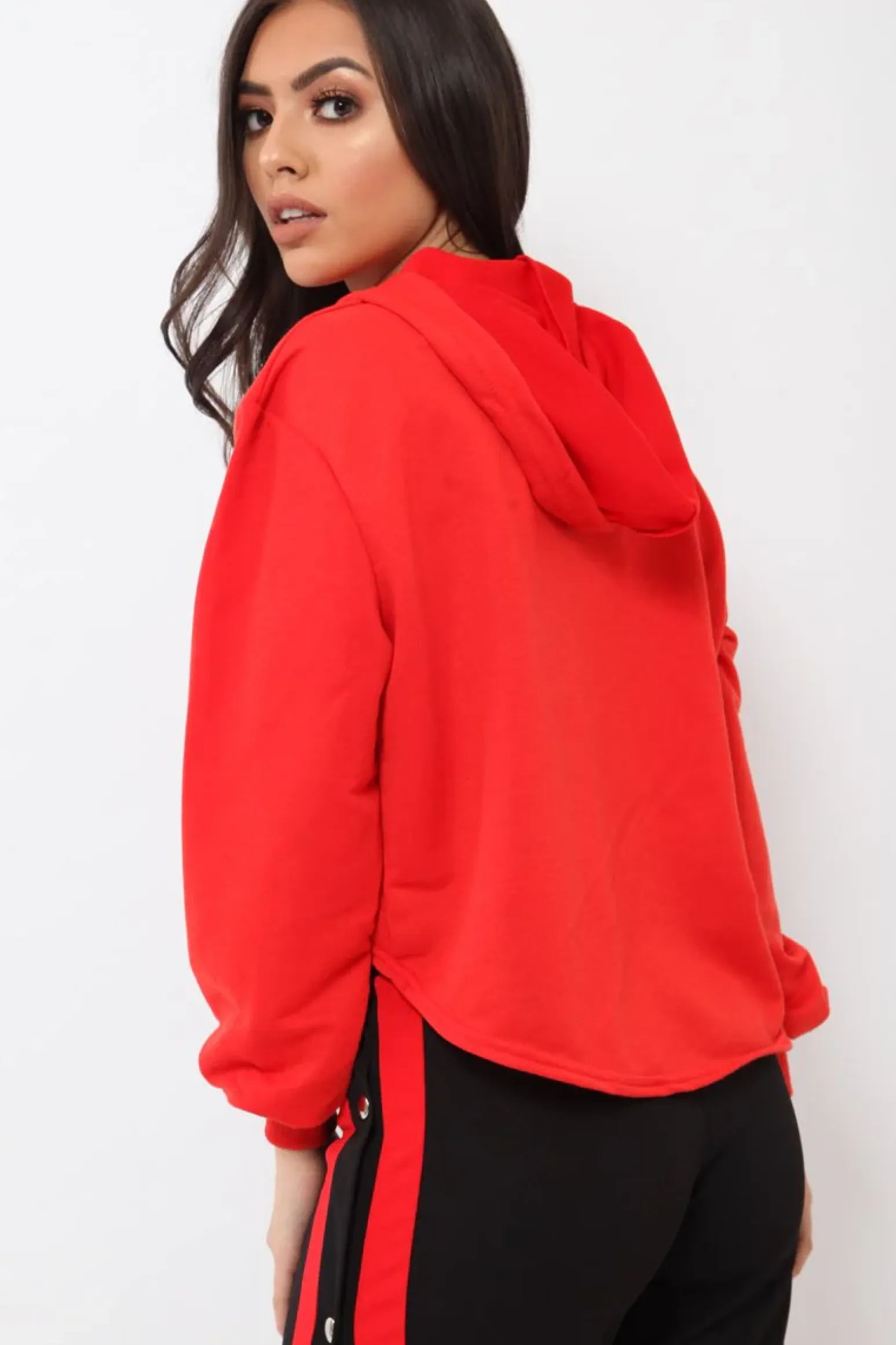 Rebellious Fashion Red Girl Boss Cropped Hoodie - Kelsy