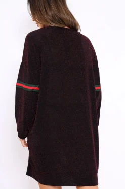 Rebellious Fashion Red Glitter Stripe Jumper Dress - Finley