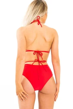 Rebellious Fashion Red Heart Detail High Waist Bikini - Franki