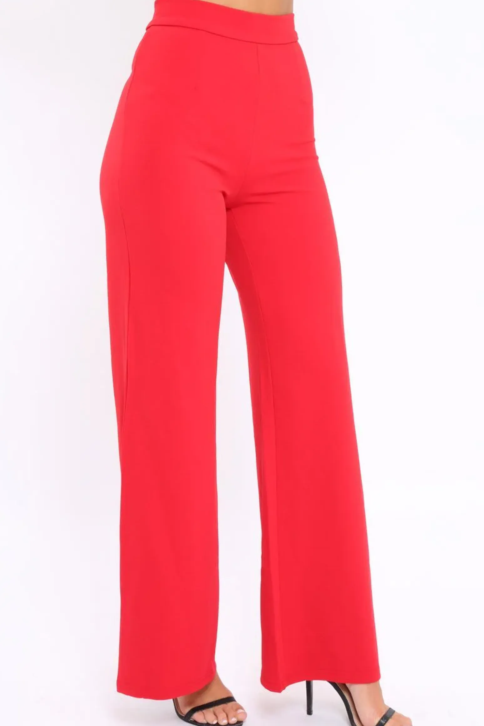 Rebellious Fashion Red High Waist Flare Trousers -Tisha