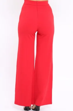 Rebellious Fashion Red High Waist Flare Trousers -Tisha