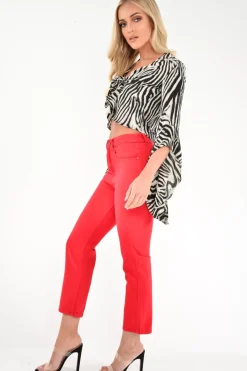 Rebellious Fashion Red High Waist Mom Jeans - Harriett