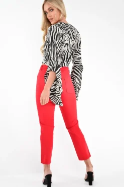 Rebellious Fashion Red High Waist Mom Jeans - Harriett