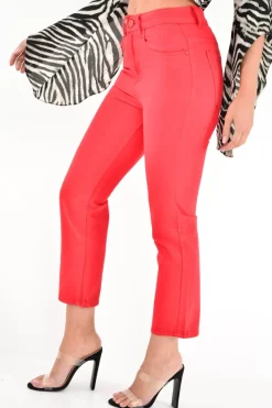 Rebellious Fashion Red High Waist Mom Jeans - Harriett