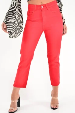 Rebellious Fashion Red High Waist Mom Jeans - Harriett