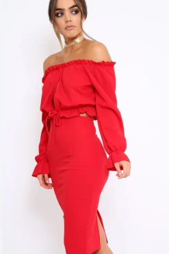 Rebellious Fashion Red Key Hole Bust Crop Top - Caitie