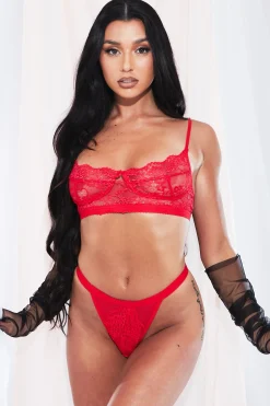 Rebellious Fashion Red Lace Lingerie Set - Aakia
