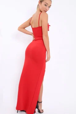 Rebellious Fashion Red Lace Up Front Front Dress - Kailani
