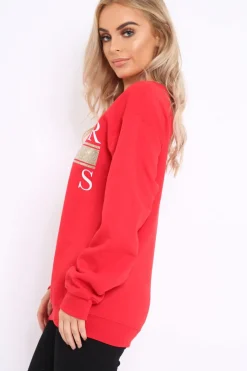 Rebellious Fashion Red L'amour Paris Slogan Sweatshirt - Lucy