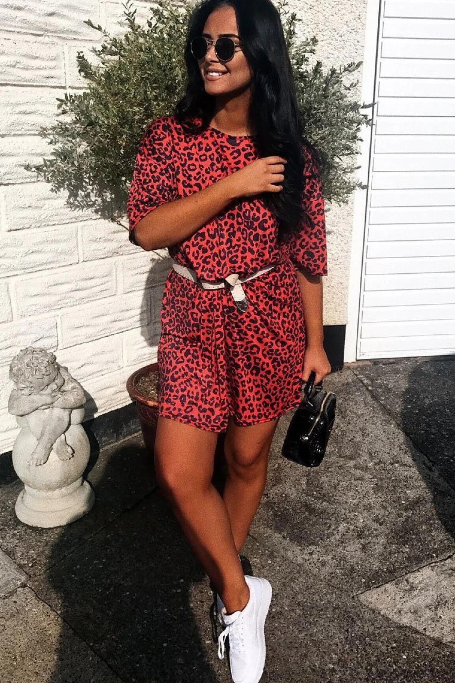 Rebellious Fashion Red Leopard Print Oversized Shift Dress - Dayle
