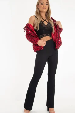Rebellious Fashion Red Leopard Print Zip Front Puffer Coat - Lidya