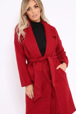 Rebellious Fashion Red Long Duster Coat - Nina