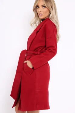Rebellious Fashion Red Long Duster Coat - Nina