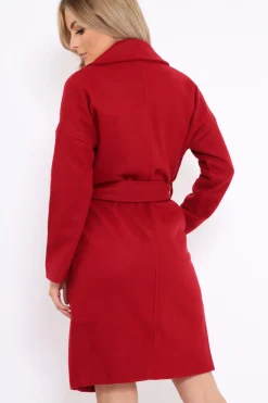 Rebellious Fashion Red Long Duster Coat - Nina