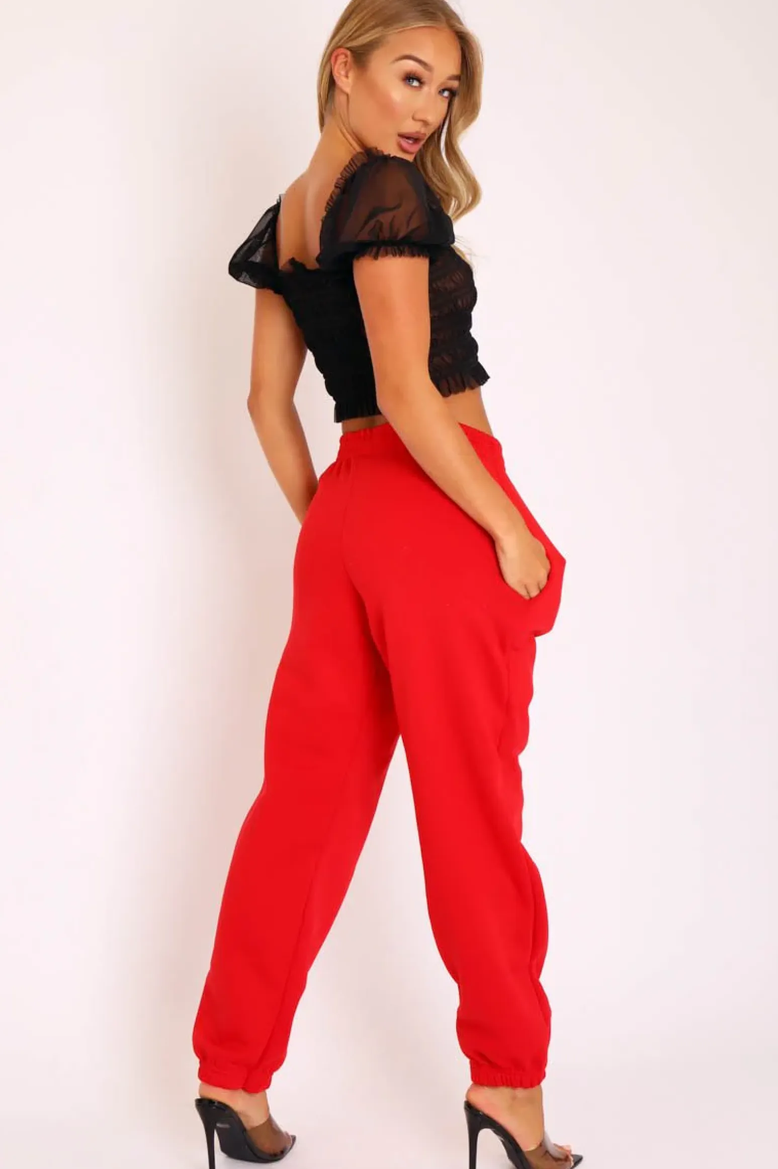 Rebellious Fashion Red Oversized Joggers - Erica