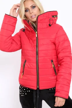 Rebellious Fashion Red Padded Coat - Zara