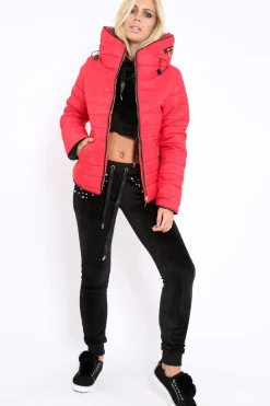 Rebellious Fashion Red Padded Coat - Zara