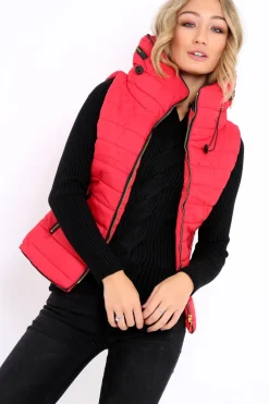 Rebellious Fashion Red Padded Gilet - Ariella