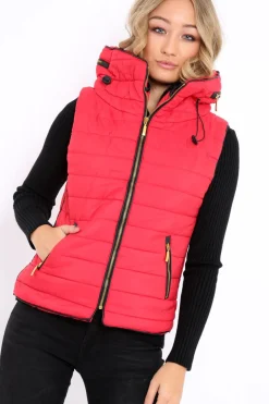 Rebellious Fashion Red Padded Gilet - Ariella