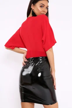 Rebellious Fashion Red Plunge Bodysuit - Florence
