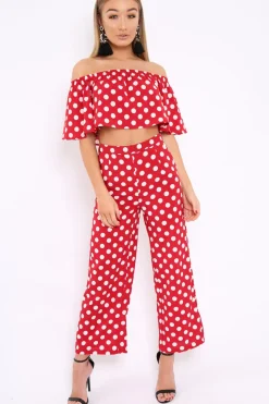 Rebellious Fashion Red Polka Dot Co-Ord Set - Iselle