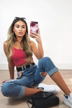 Rebellious Fashion Red Polka Dot Crop Top - Synove