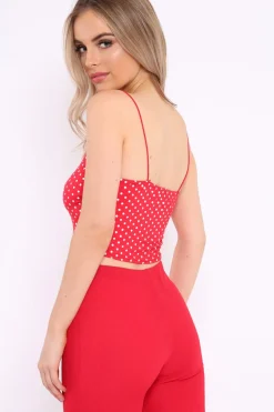 Rebellious Fashion Red Polka Dot Crop Top - Synove