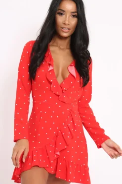 Rebellious Fashion Red Polka Dot Dress - Tully