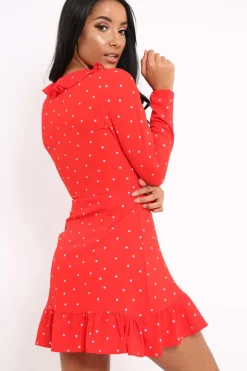 Rebellious Fashion Red Polka Dot Dress - Tully