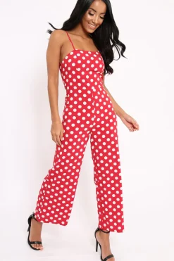 Rebellious Fashion Red Polka Dot Jumpsuit - Witney