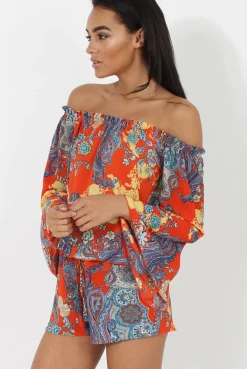 Rebellious Fashion Red Print Co-Ord Set - Hilda