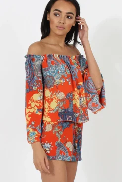 Rebellious Fashion Red Print Co-Ord Set - Hilda
