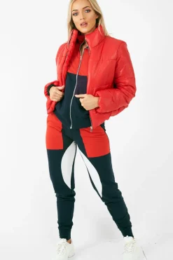 Rebellious Fashion Red Puffer Coat - Alyssa