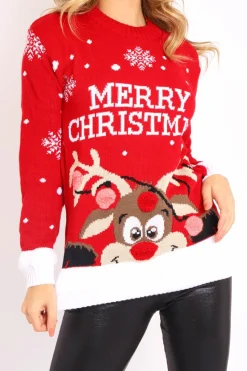 Rebellious Fashion Red Rudolph Merry Christmas Jumper - Kimmie