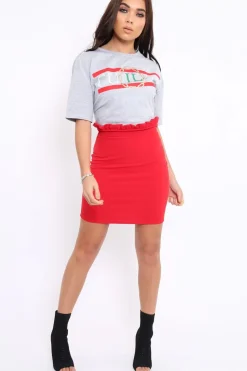 Rebellious Fashion Red Ruffle Hem Mini Skirt - Abagail