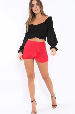 Rebellious Fashion Red Ruffle Skort - Becci