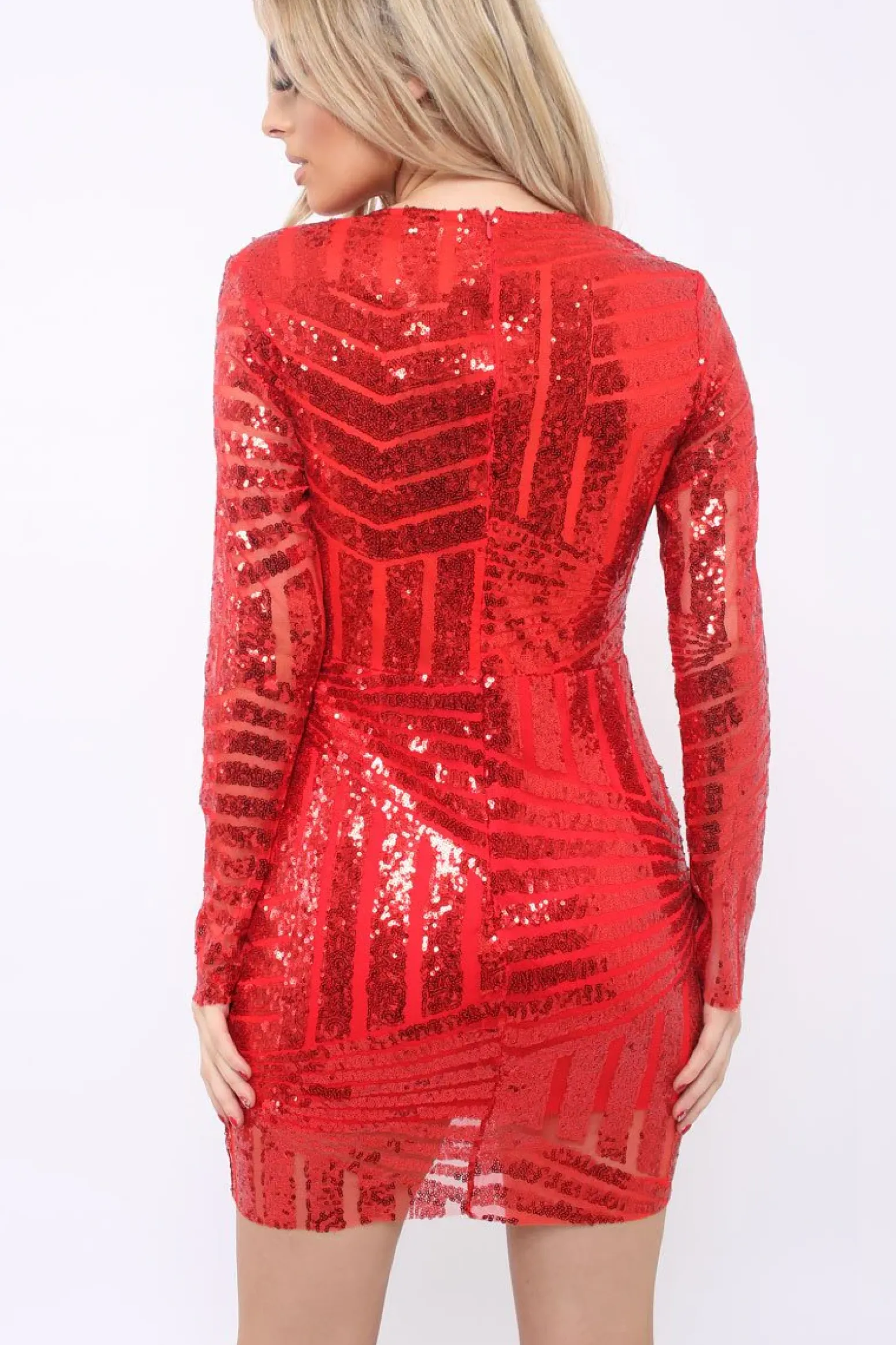 Rebellious Fashion Red Sequin Bodycon Dress - Lisandra