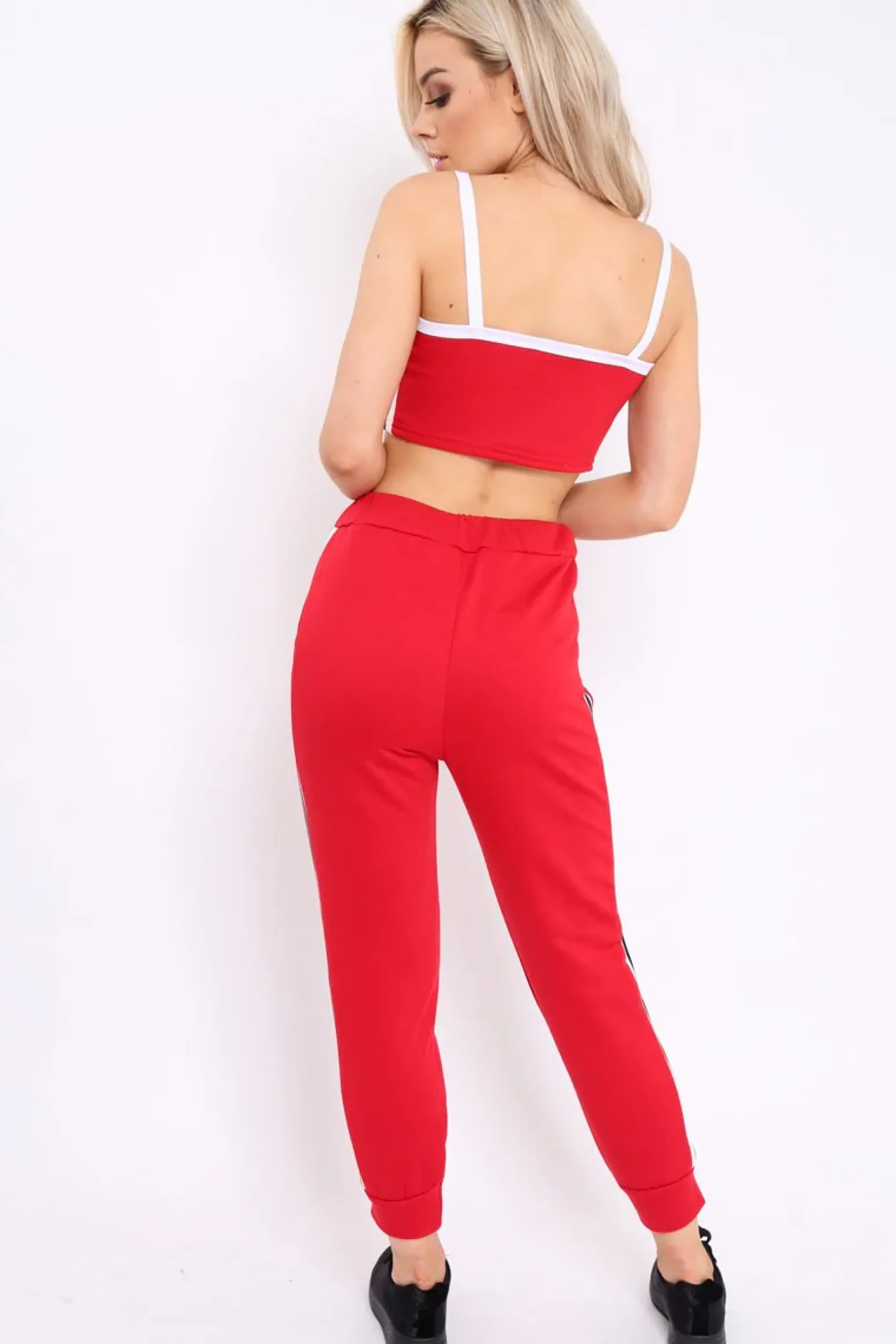 Rebellious Fashion Red Side Sportswear Stripe Loungewear Set - Tiffie