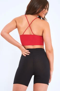 Rebellious Fashion Red Slinky Plunge Bralet - Bobbi
