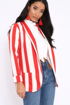 Rebellious Fashion Red Stripe Blazer - Rockie