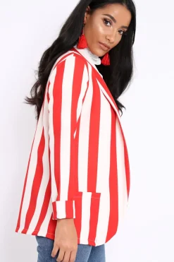 Rebellious Fashion Red Stripe Blazer - Rockie