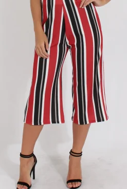 Rebellious Fashion Red Stripe Culotte - Margo